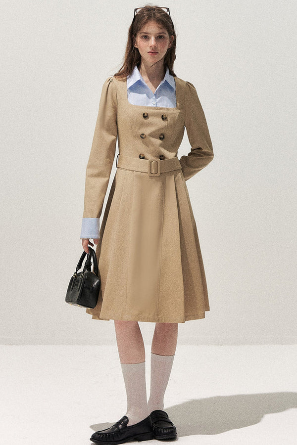 Retro Two-Piece Trench Dress