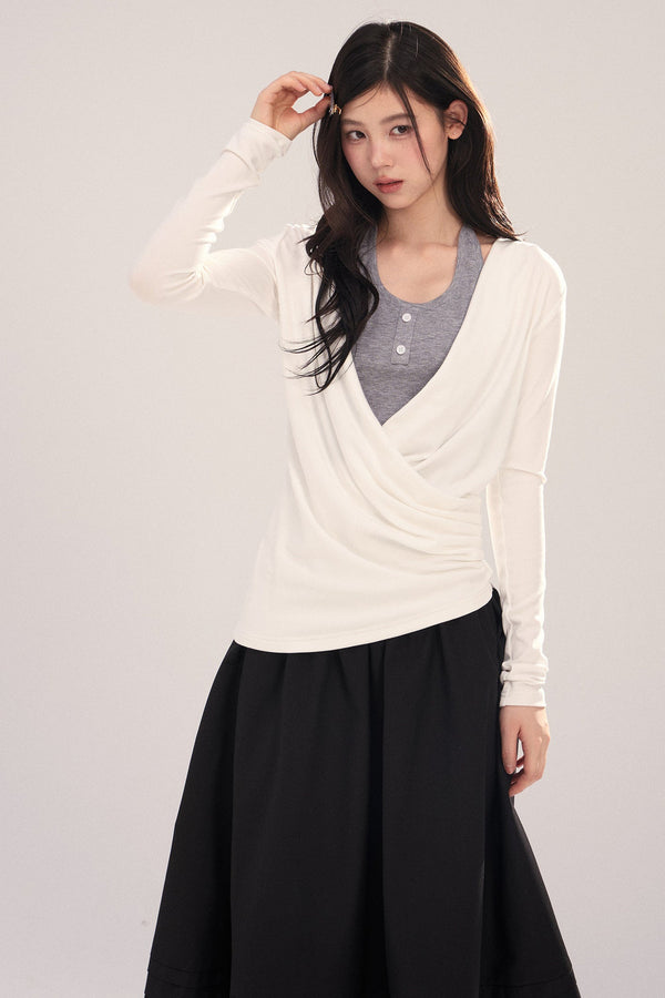 Layered-Look Long-Sleeve Top