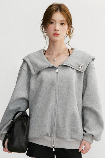 Large Lapel Hooded Cardigan