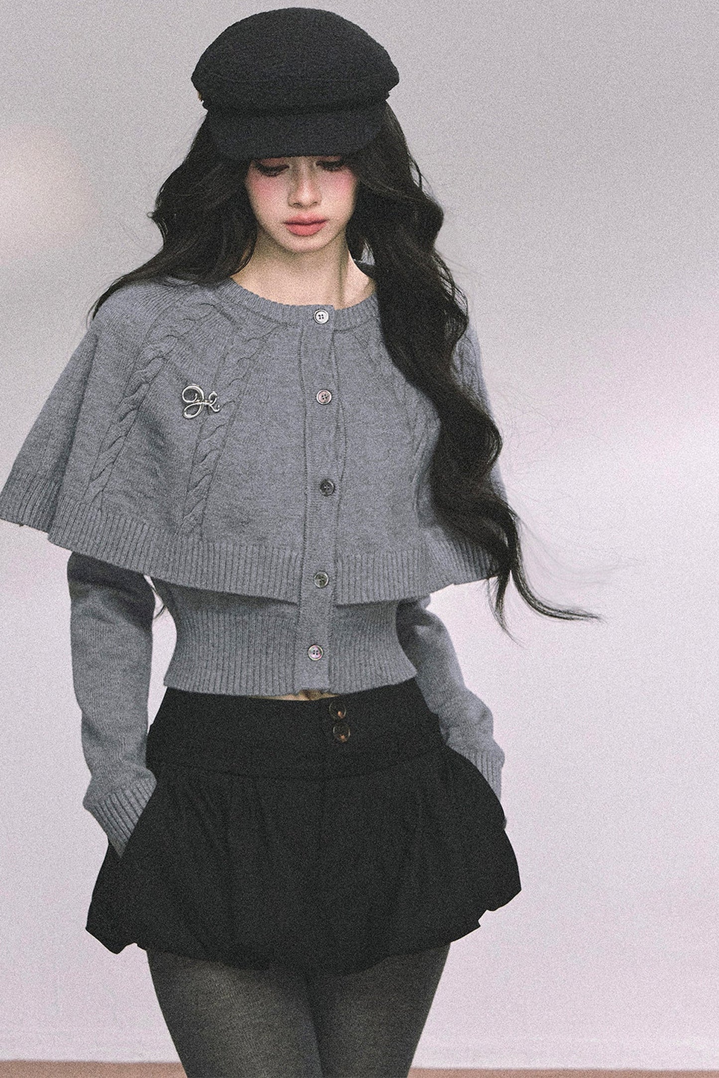 Knitted Cable Cape Sweater