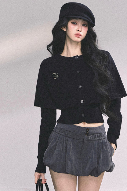 Knitted Cable Cape Sweater