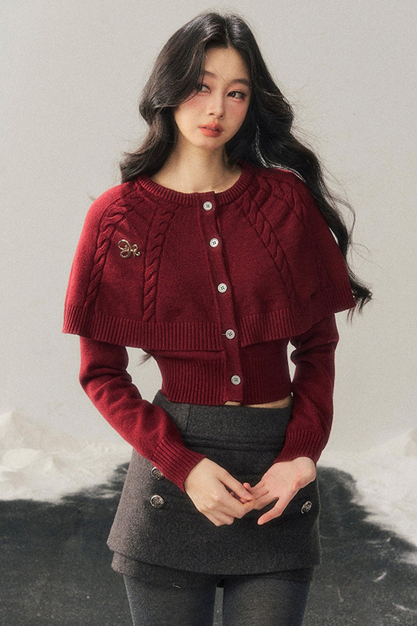 Knitted Cable Cape Sweater