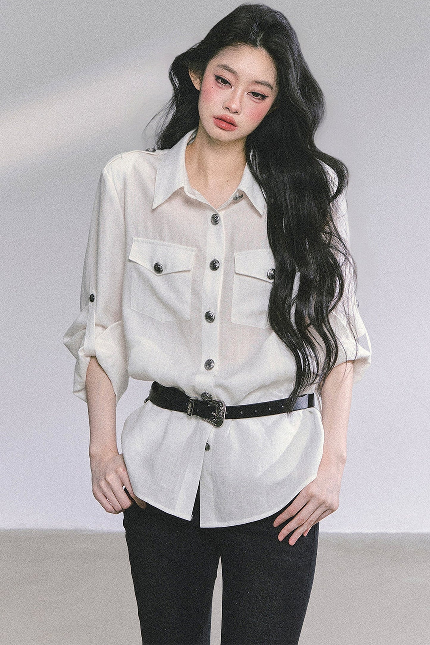 Camicia con collo polo francese