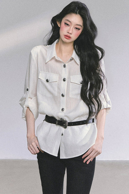 Camicia con collo polo francese