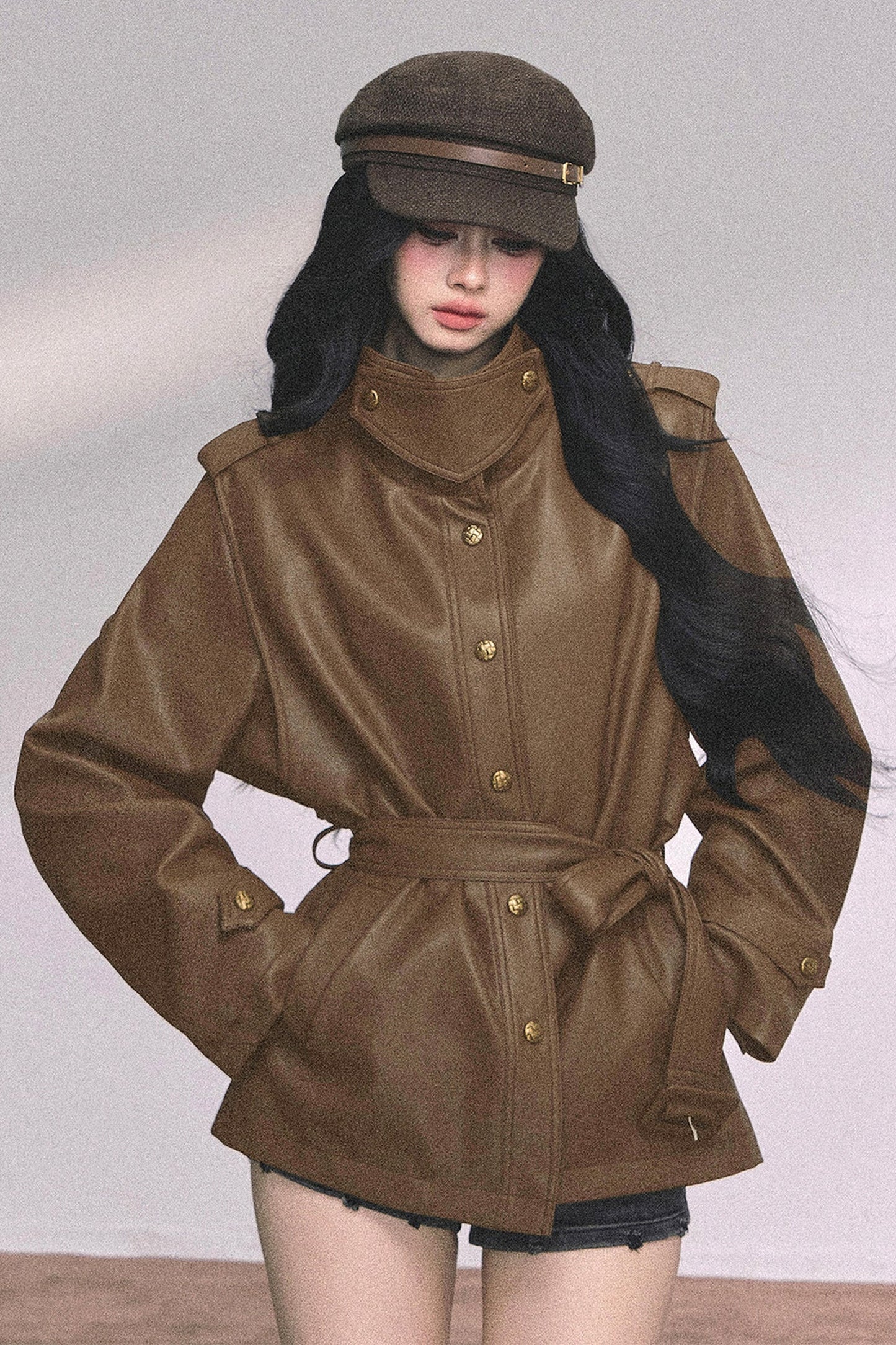 Giacca americana grintosa in pelle PU