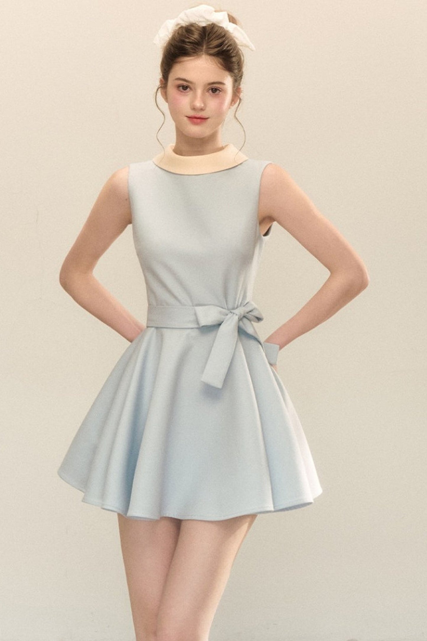 Hepburn Style Tie Waist Dress