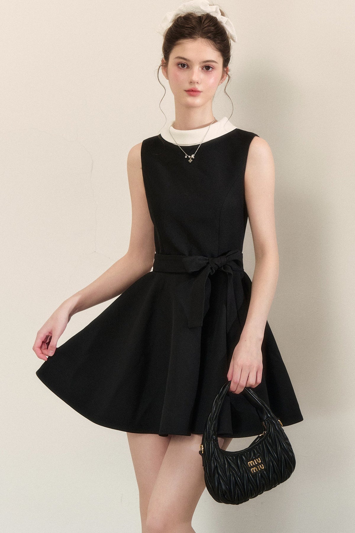 Hepburn Style Tie Waist Dress