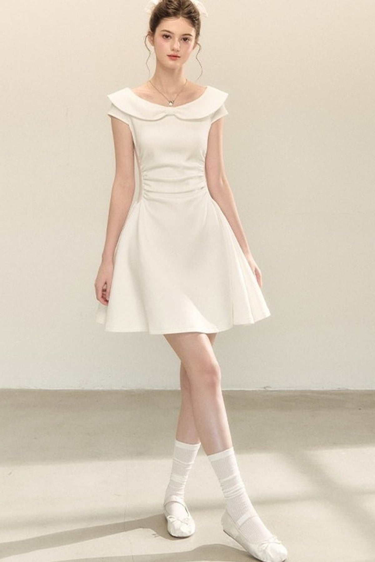 Air Layer Doll Collar Pleated Puffy Dress