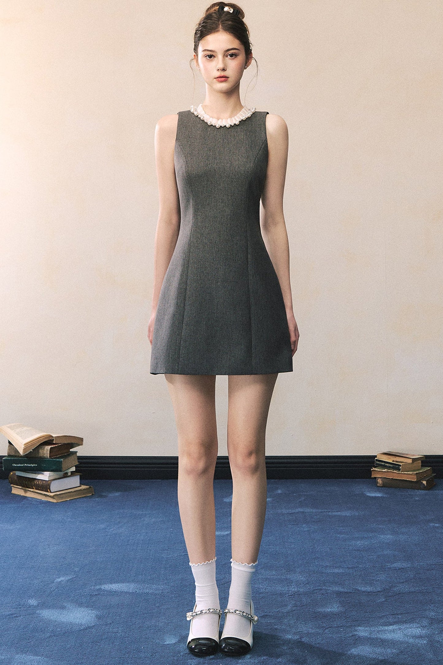 Miu Style Tweed Blazer Sleeveless A-Line Dress Set-Up