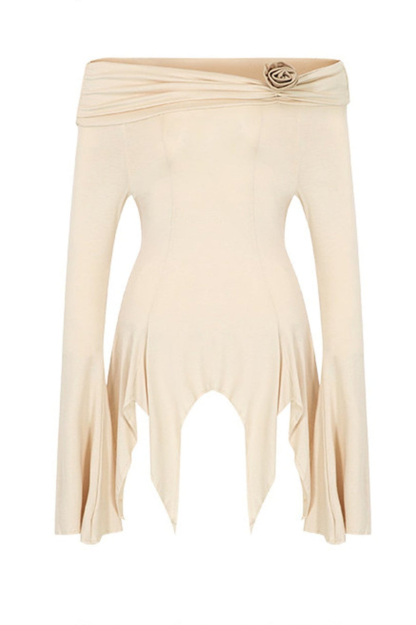 Completo con top monospalla in maglia e abito drappeggiato