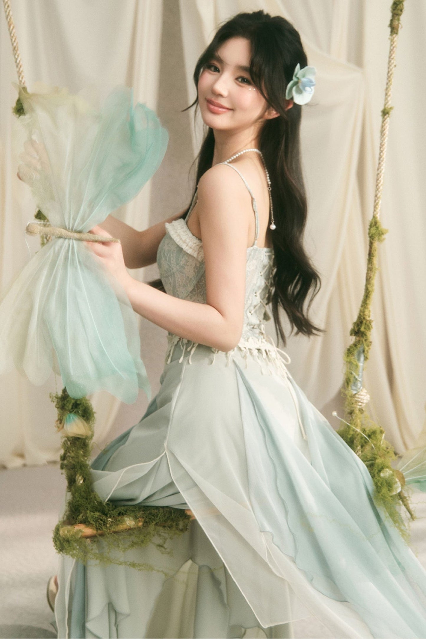 Retro Lace Fishbone Tube Top and Layered Skirt Set-Up