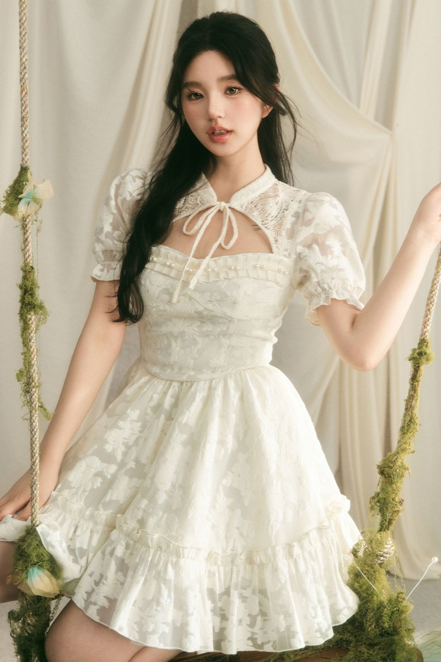 Chinese Style Princess Puff Sleeve Dress