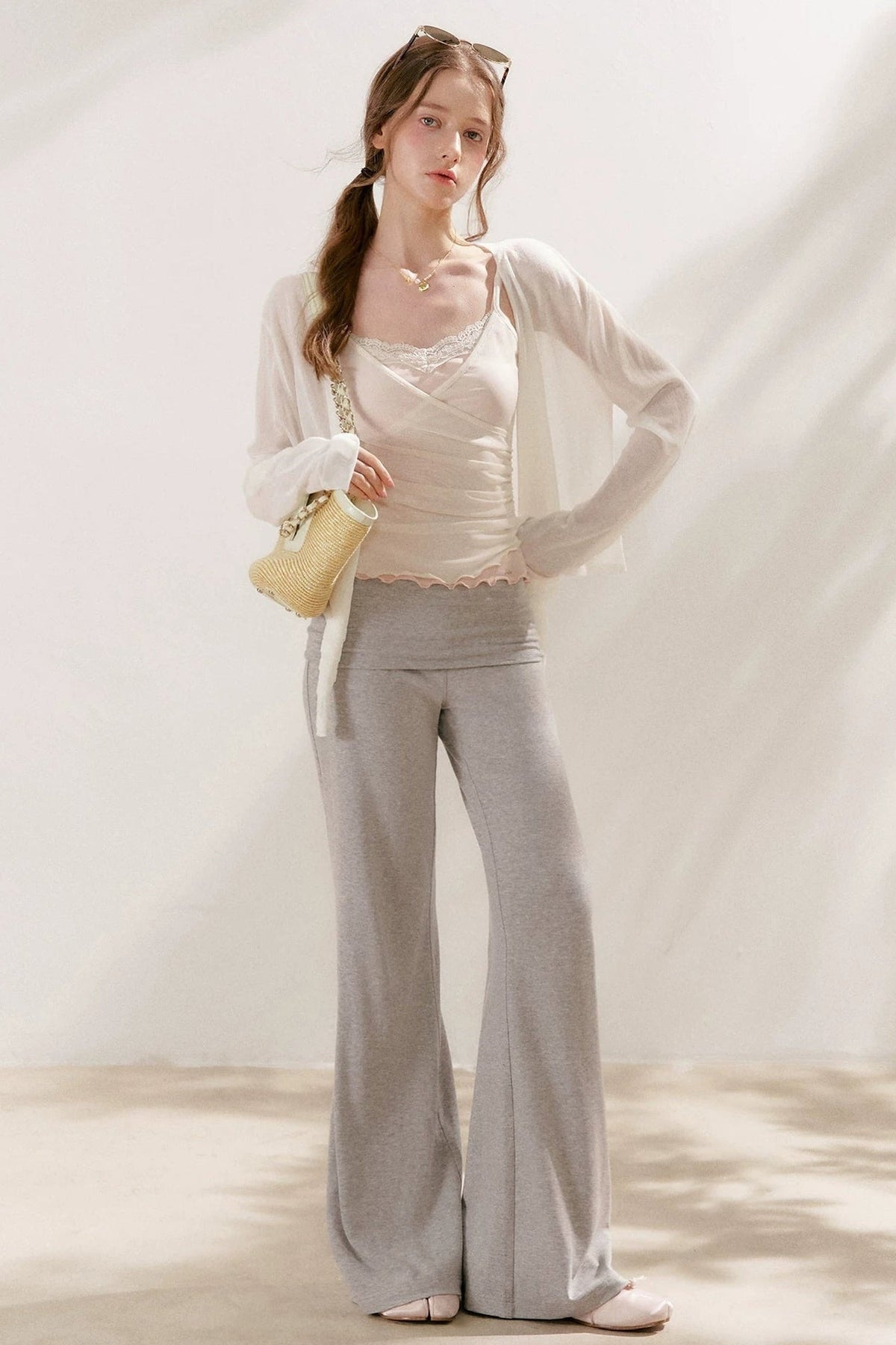 Wide Waist Straight Leg Knit Pants