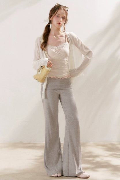 Wide Waist Straight Leg Knit Pants