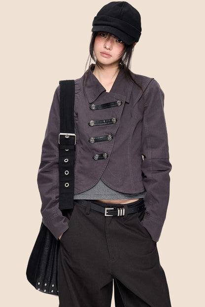 Palace-Style Double-Breasted Short Jacket