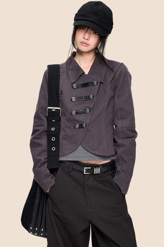Palace-Style Double-Breasted Short Jacket