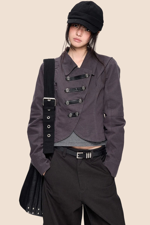 Palace-Style Double-Breasted Short Jacket