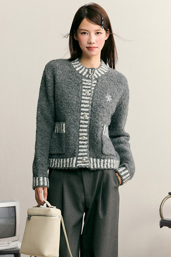 Patchwork Thick Cardigan Top
