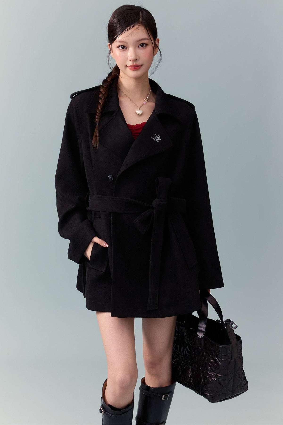 Spring and Autumn Lapel Trench Coat