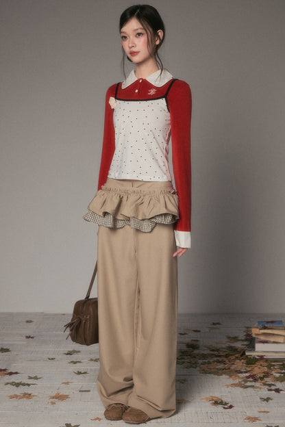 Korean Style Slim Fit Layered-Look Long-Sleeve T-Shirt