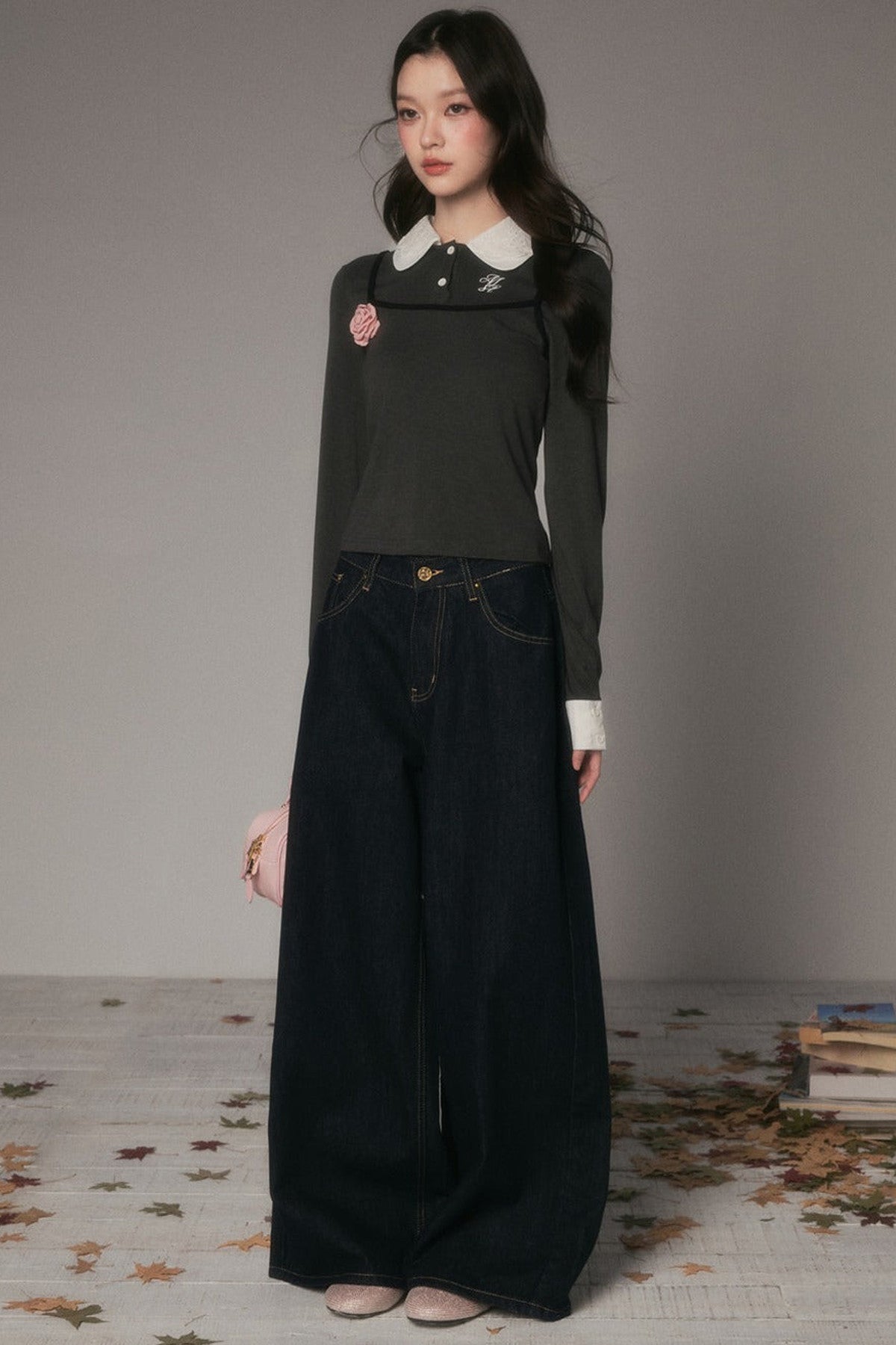 Korean Style Slim Fit Layered-Look Long-Sleeve T-Shirt