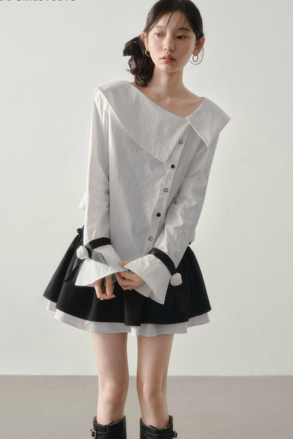 Horse Hoof Sleeve Diagonal Placket Shirt