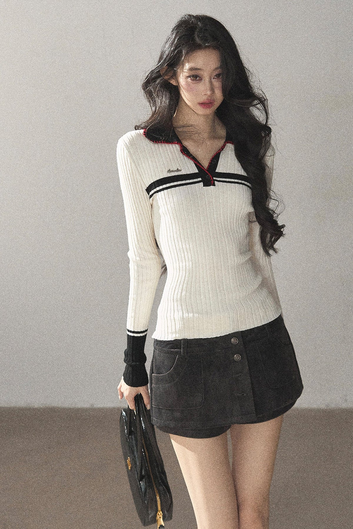 Long Sleeve Knit Polo Shirt