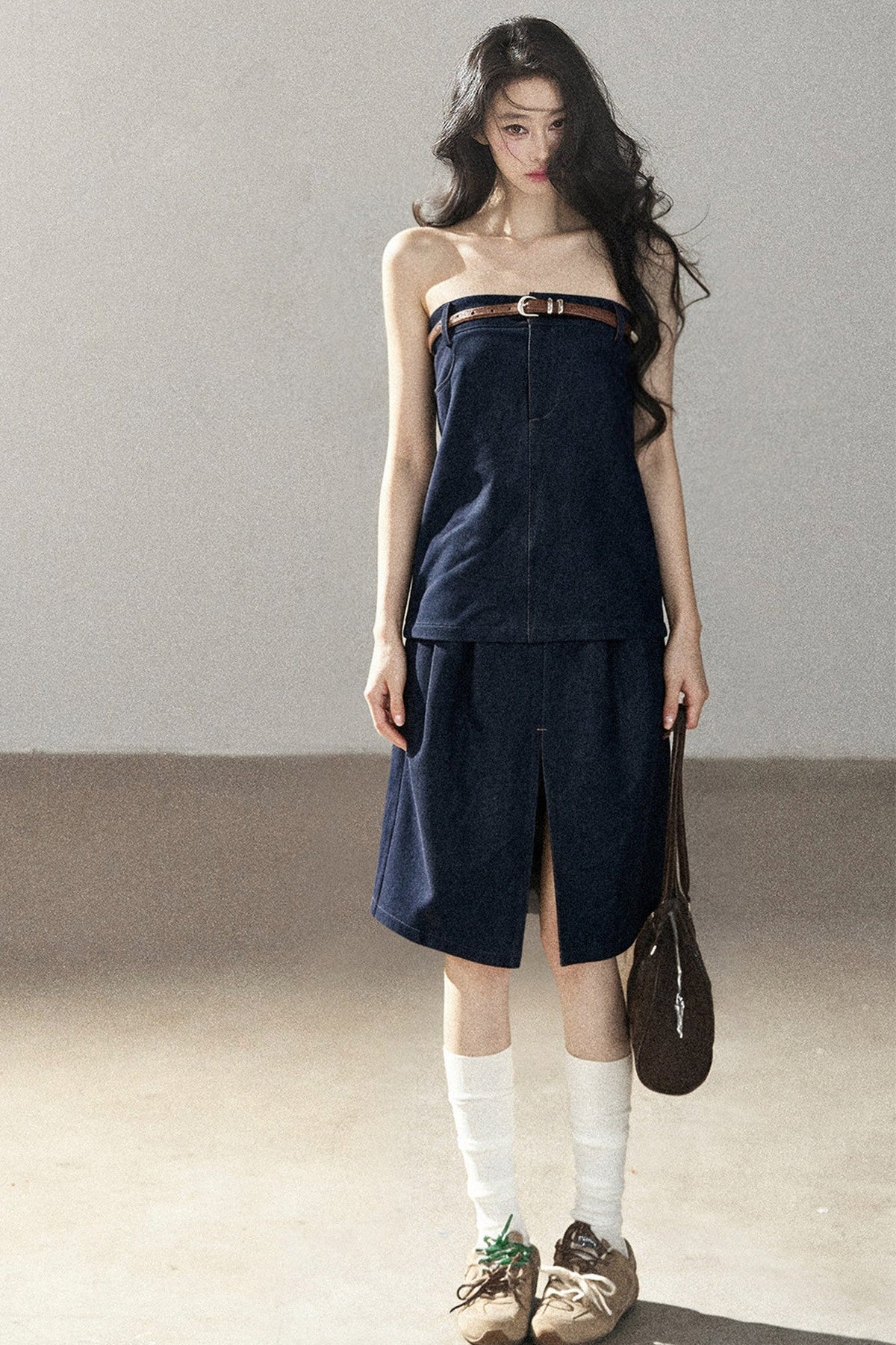 Floating Bluebell Denim Two-Piece Skirt Set-Up