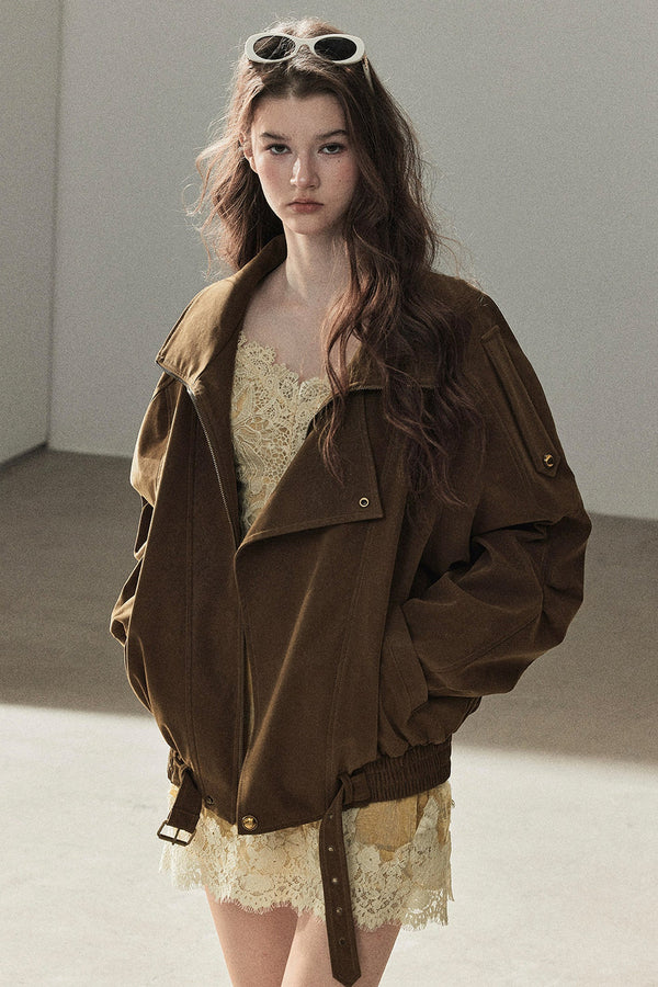 Loose Faux Suede Jacket
