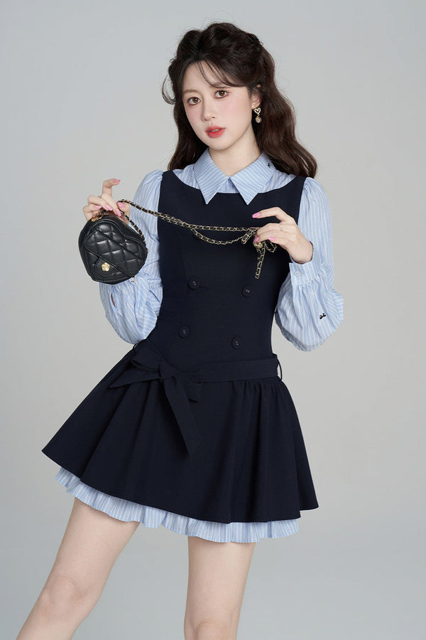 Preppy Style Long-Sleeved Dress