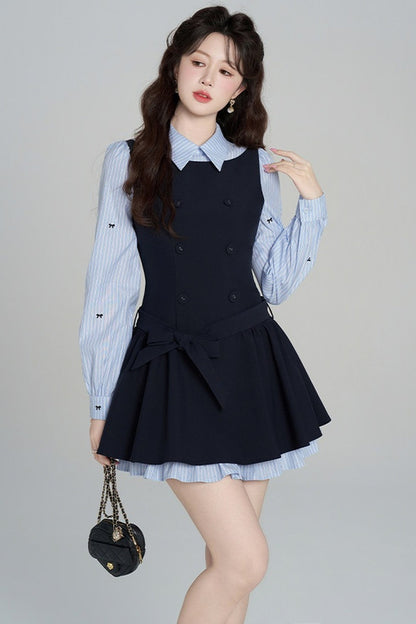 Preppy Style Long-Sleeved Dress