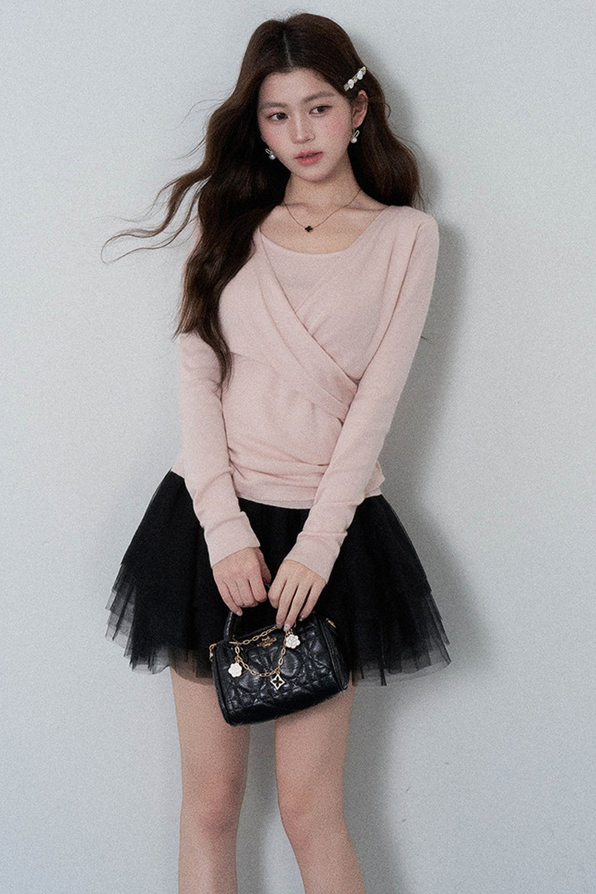 Round Neck Waist-Cinching Knit Top