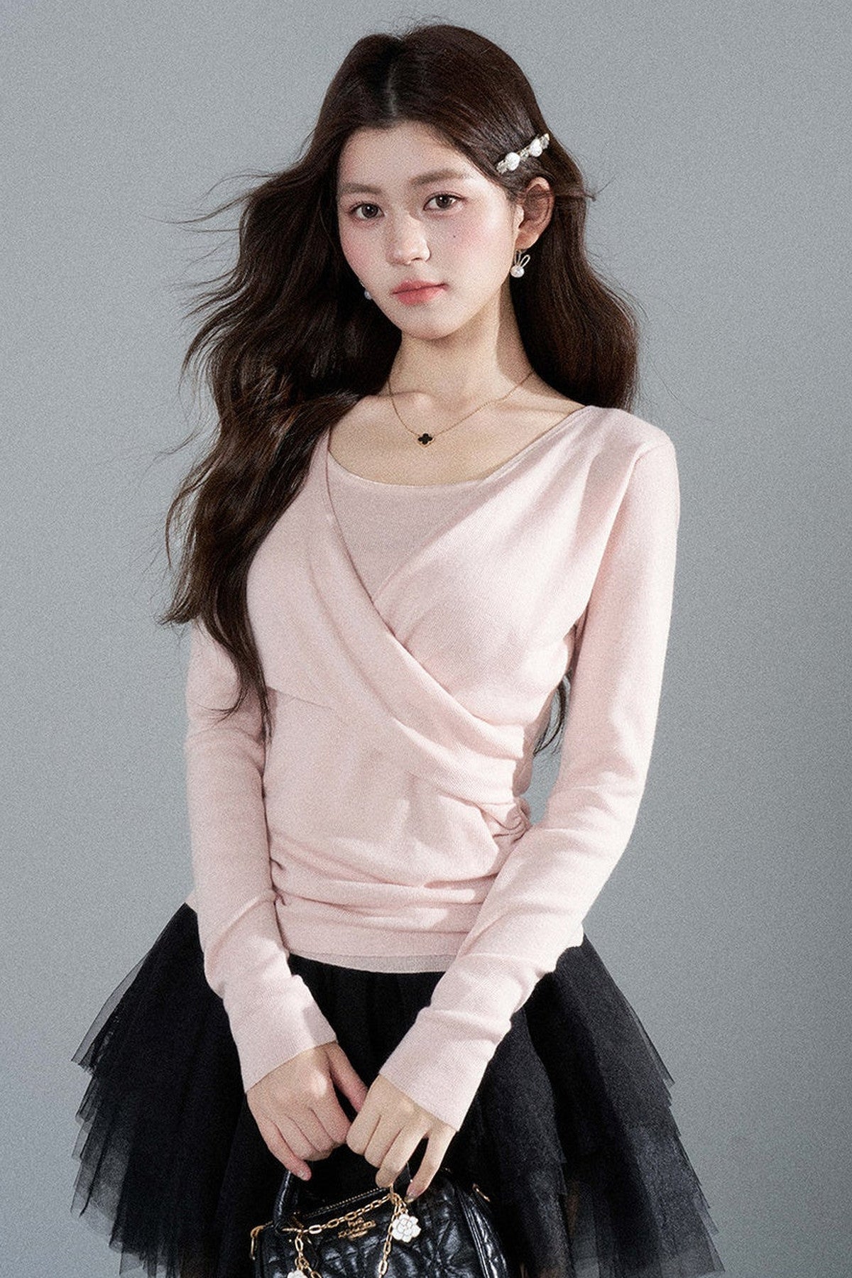 Round Neck Waist-Cinching Knit Top