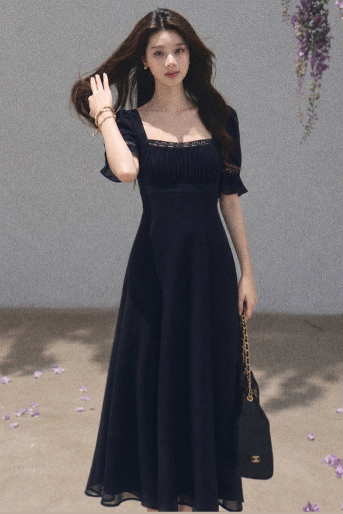 Neck Short-Sleeved Dress