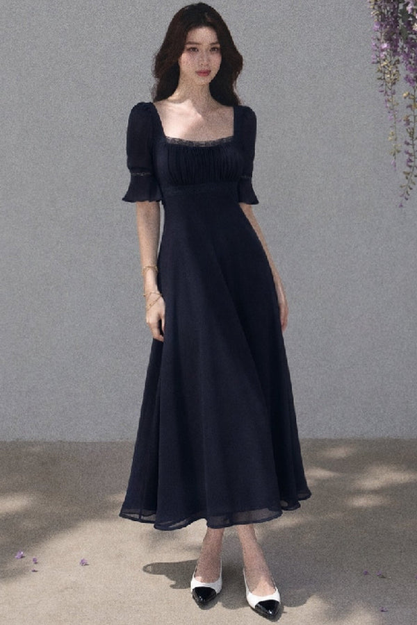 Neck Short-Sleeved Dress