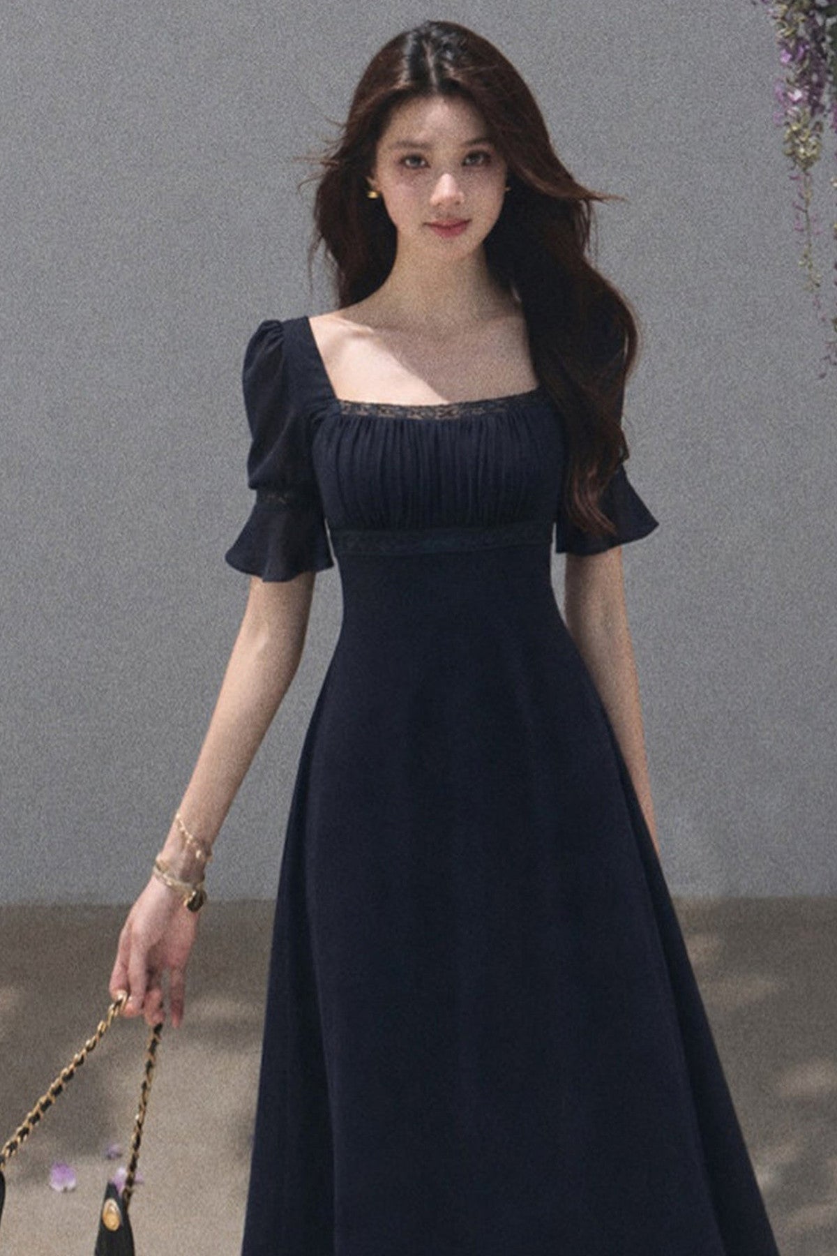Neck Short-Sleeved Dress