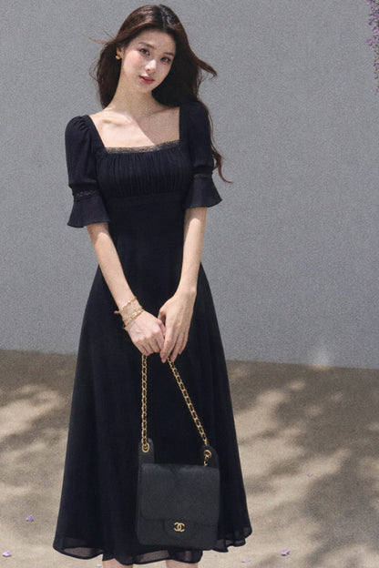 Neck Short-Sleeved Dress