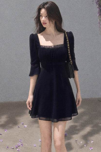 Neck Short-Sleeved Dress
