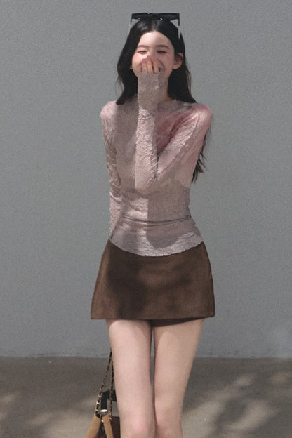 Maillard Retro Suede Skirt