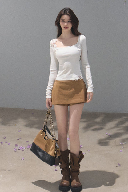 Maillard Retro Suede Skirt