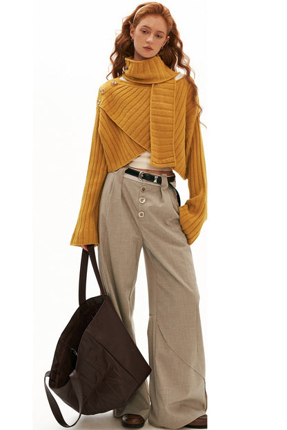 Cross Wide-Neck Knit Sweater