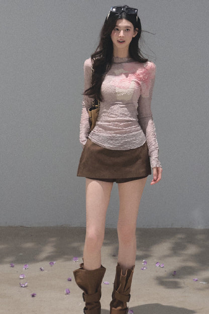Maillard Retro Suede Skirt