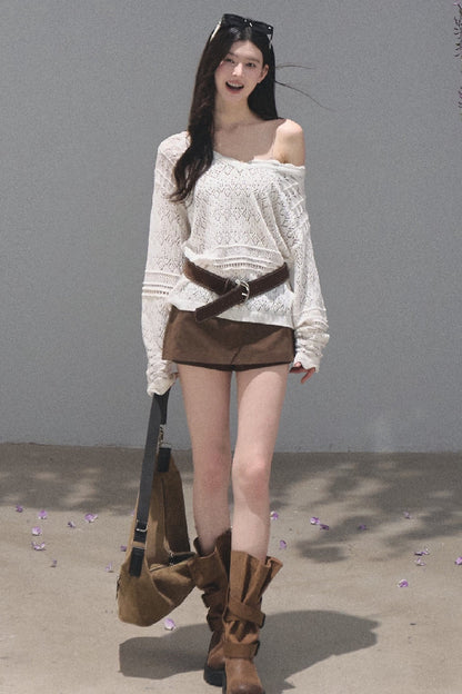 Maillard Retro Suede Skirt