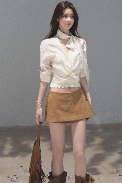 Maillard Retro Suede Skirt