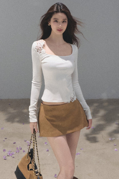 Maillard Retro Suede Skirt