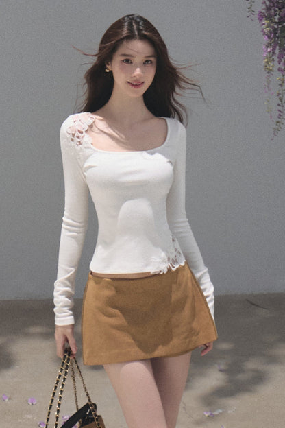 Maillard Retro Suede Skirt