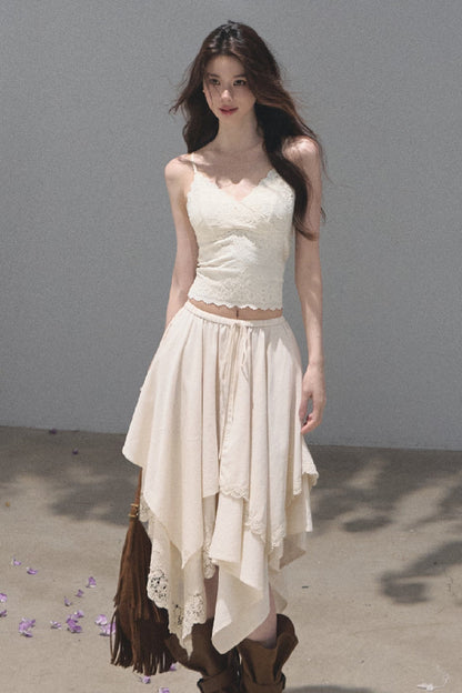 Lace Trim V-Neck Spaghetti Strap Camisole