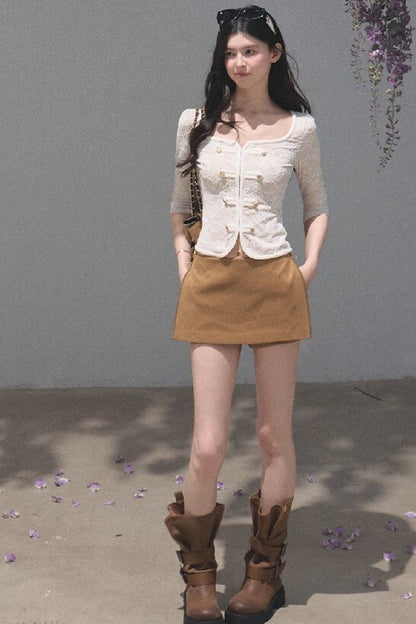 Napoleon Style Lace Knit Top