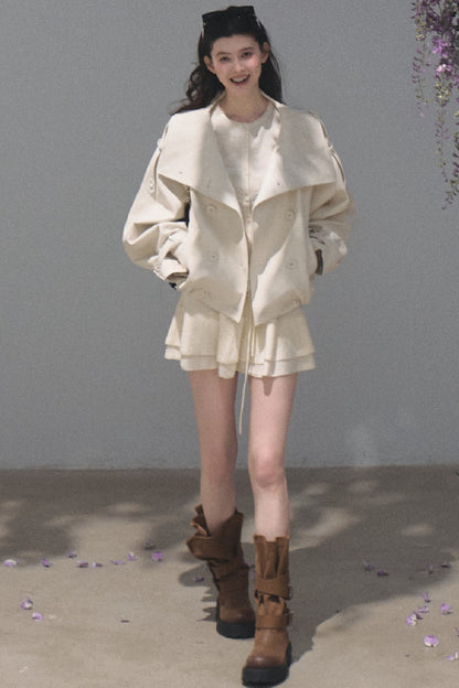 Knight-Style Oil-Waxed Leather Trench Jacket