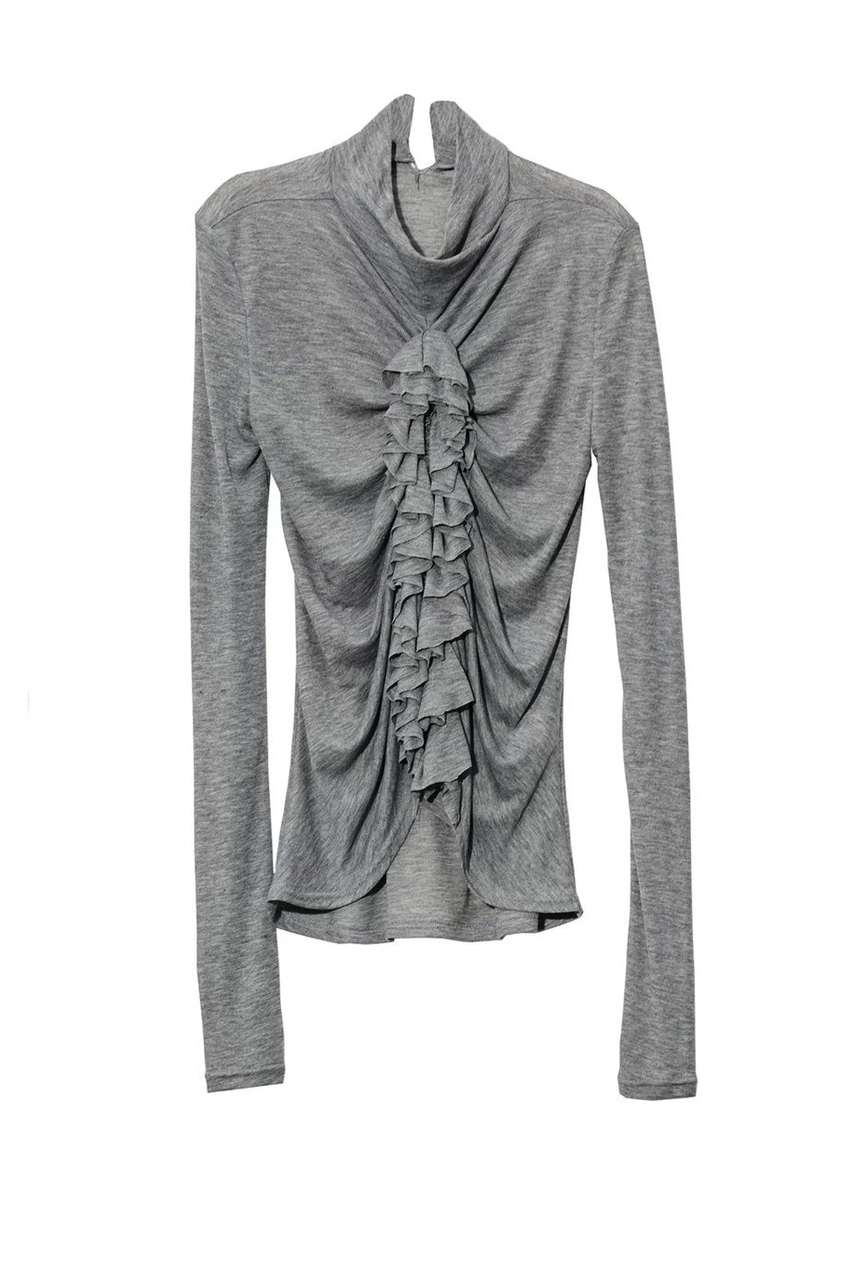 Pleated Tassel Long-Sleeved T-Shirt